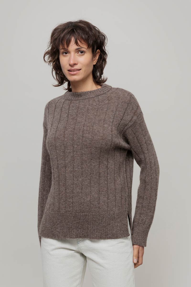 Maglione Alpaca Lana Donna Marrone Atena - Rifò Lab Moda circolare made in Italy