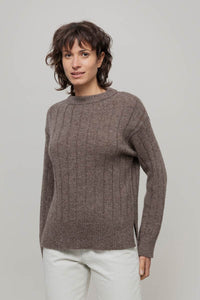 Maglione Alpaca Lana Donna Marrone Atena - Rifò Lab Moda circolare made in Italy