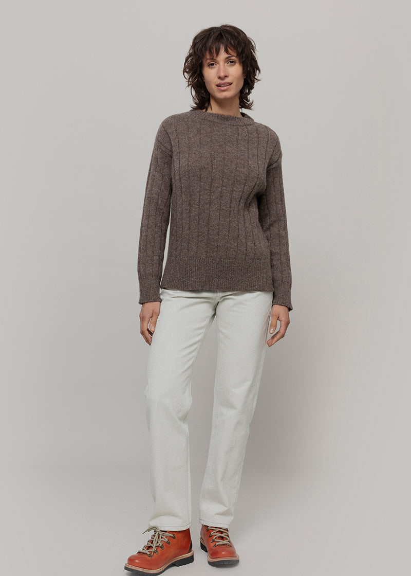 Maglione Alpaca Lana Donna Marrone Atena - Rifò Lab Moda circolare made in Italy