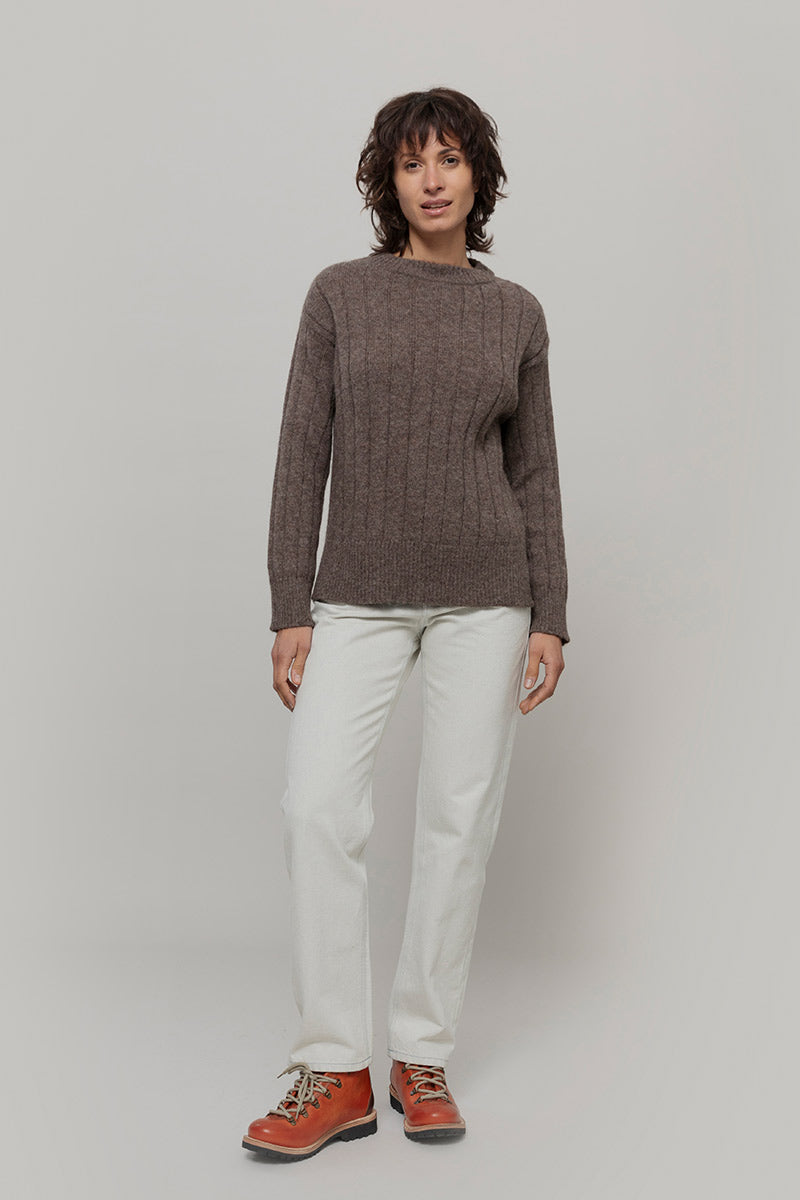 Maglione Alpaca Lana Donna Marrone Atena - Rifò Lab Moda circolare made in Italy