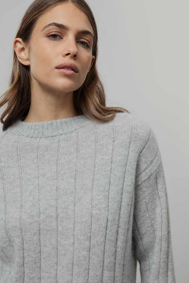 Maglione Alpaca Lana Donna Grigio Atena - Rifò Lab Moda circolare made in Italy