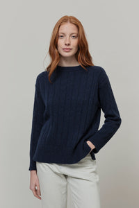 Maglione Alpaca Lana Donna Blu Atena - Rifò Lab Moda circolare made in Italy
