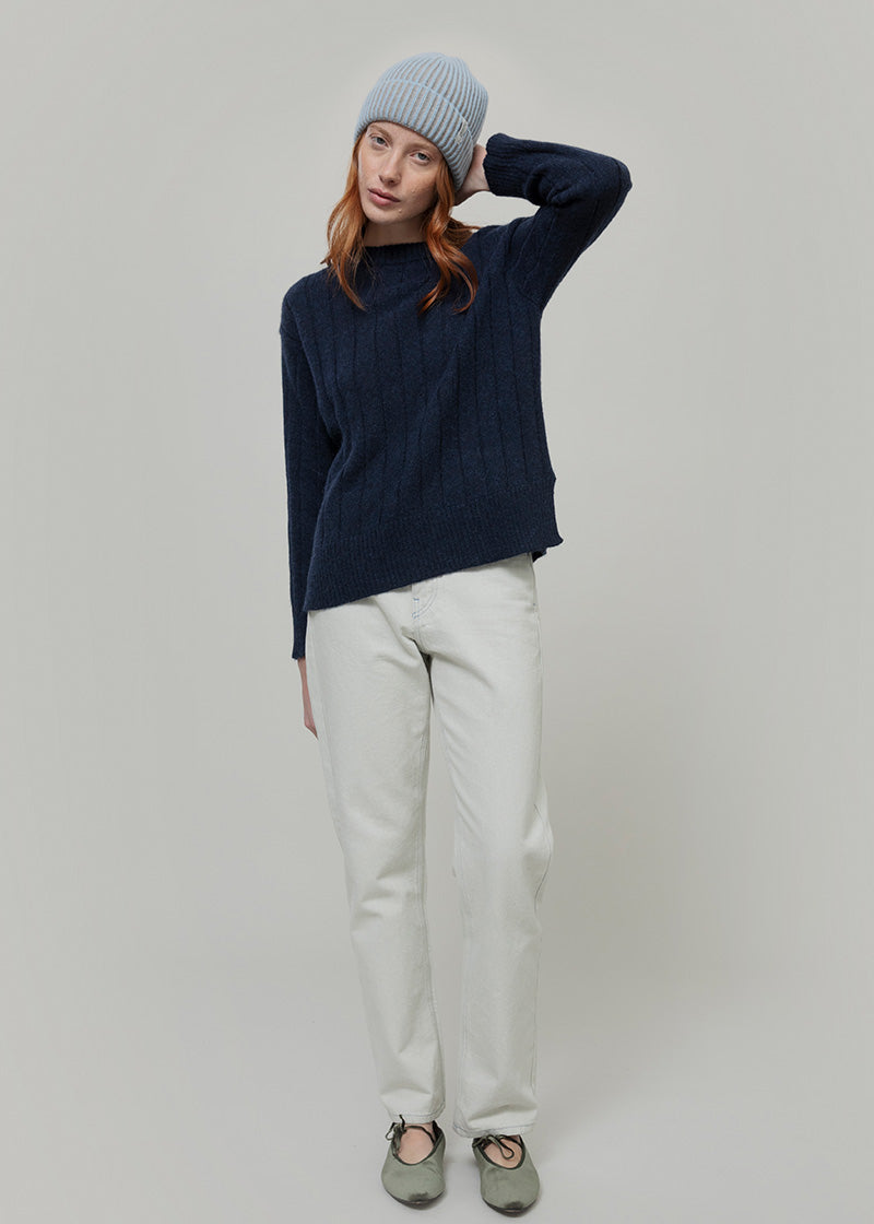 Maglione Alpaca Lana Donna Blu Atena - Rifò Lab Moda circolare made in Italy