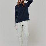 Maglione Alpaca Lana Donna Blu Atena - Rifò Lab Moda circolare made in Italy