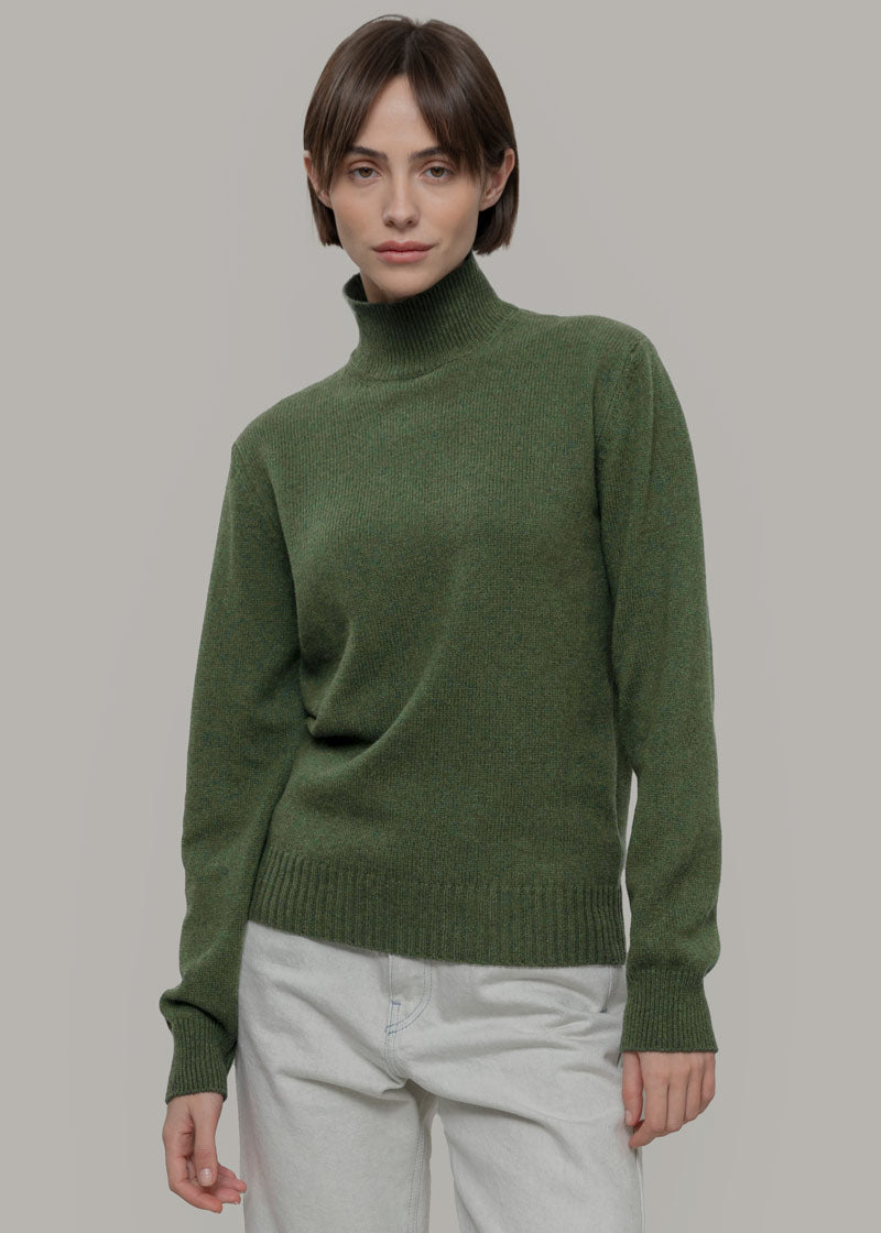 Maglia Donna Cashmere Rigenerato Ada Verde Bietola - Rifò moda circolare made in Italy