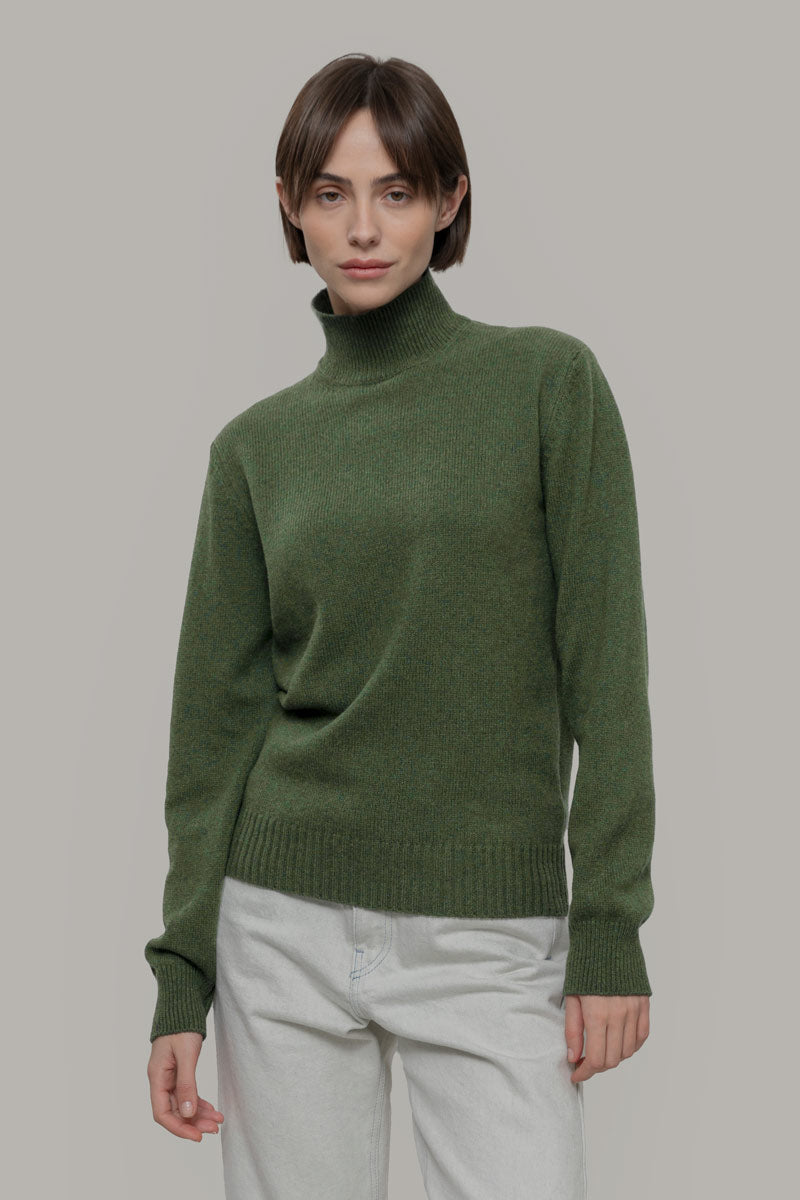 Maglia Donna Cashmere Rigenerato Ada Verde Bietola - Rifò moda circolare made in Italy