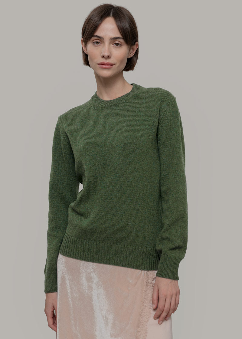 Maglia Donna Cashmere Rigenerato Edda Verde Bietola - Rifò moda circolare made in Italy