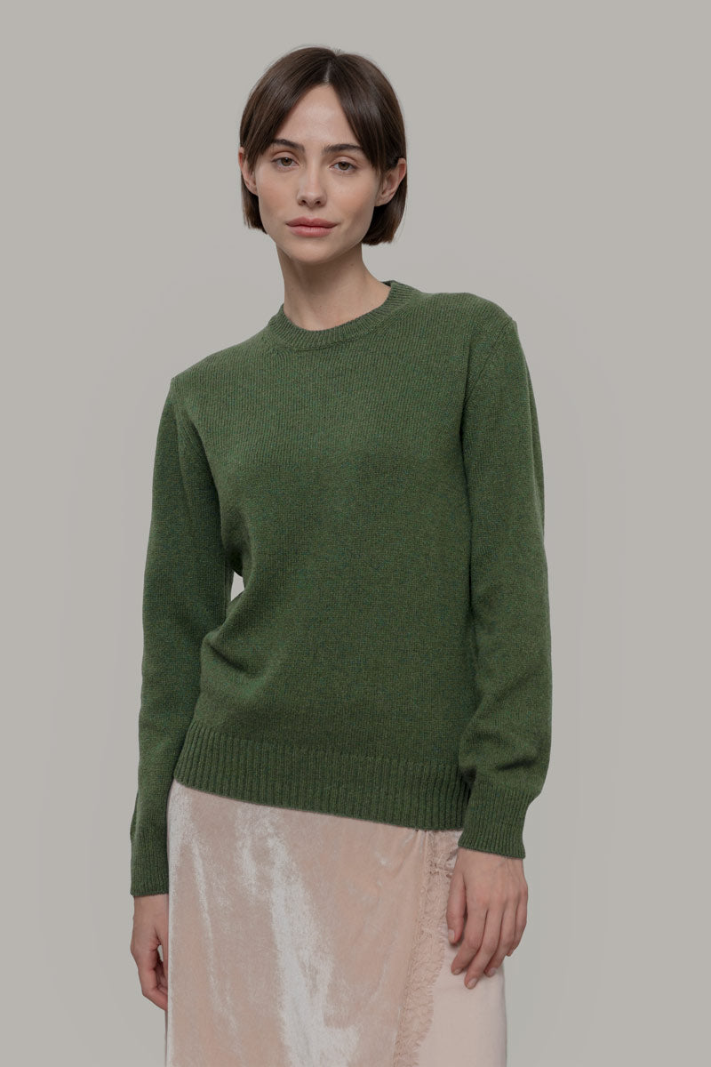 Maglia Donna Cashmere Rigenerato Edda Verde Bietola - Rifò moda circolare made in Italy