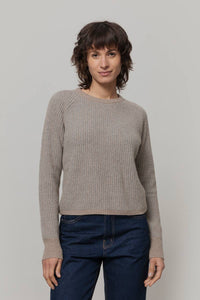 Maglione Cashmere Donna Cropped Emilia  - Rifò Lab Moda circolare made in Italy
Beige-Grigio