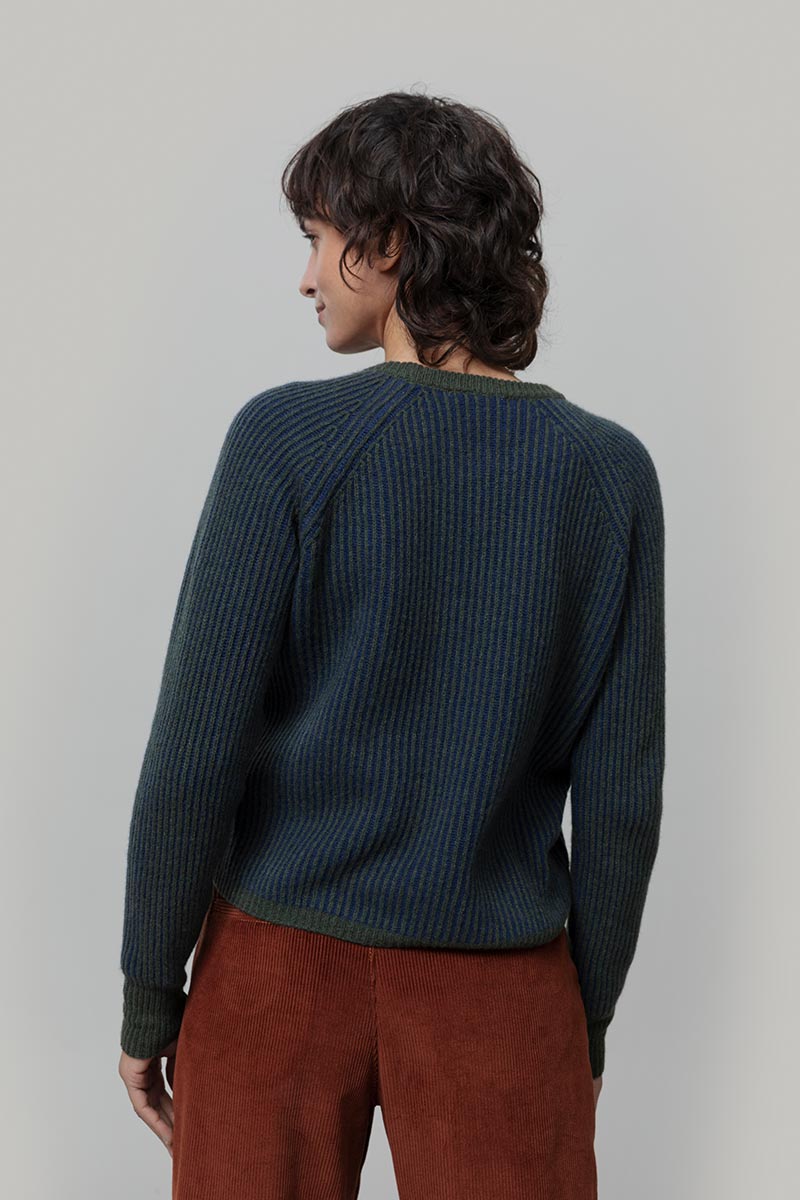 Maglione Cashmere Donna Cropped Emilia  - Rifò Lab Moda circolare made in Italy
Blu Verde