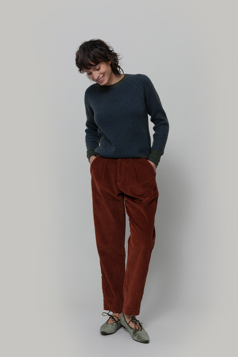 Maglione Cashmere Donna Cropped Emilia  - Rifò Lab Moda circolare made in Italy
Blu Verde