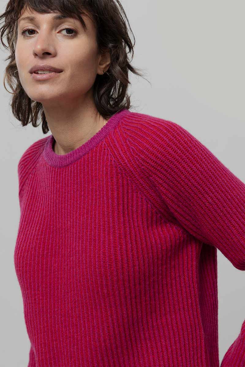 Maglione Cashmere Donna Cropped Emilia  - Rifò Lab Moda circolare made in Italy
Rosa-Rosso