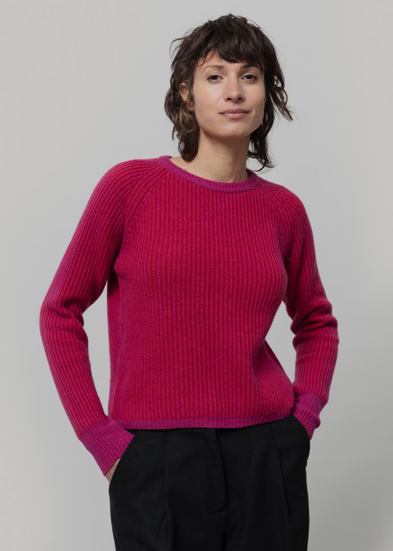Maglione Cashmere Donna Cropped Emilia  - Rifò Lab Moda circolare made in Italy
Rosa-Rosso