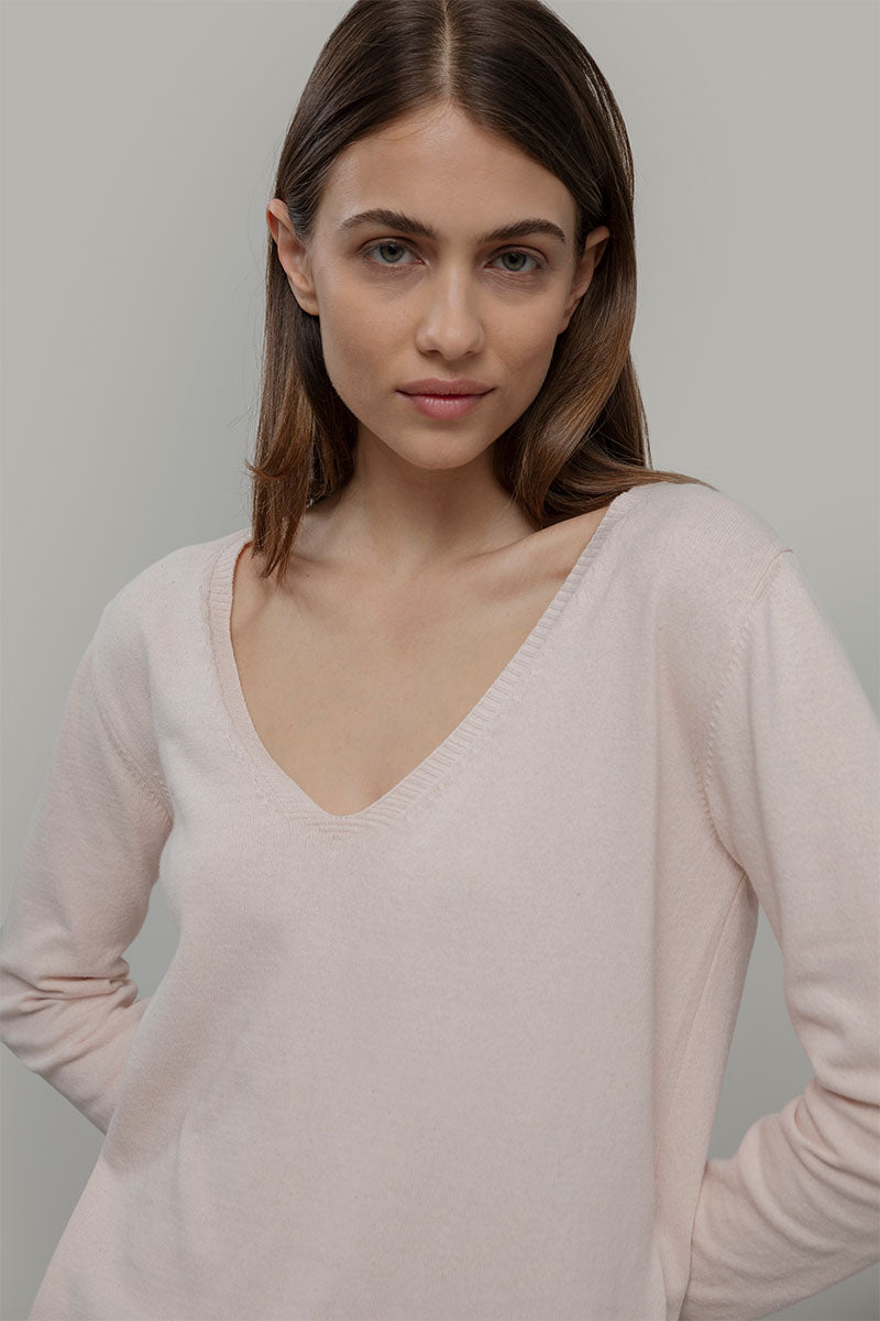 Maglia Scollo a V Donna Cotone Rigenerato Aura
