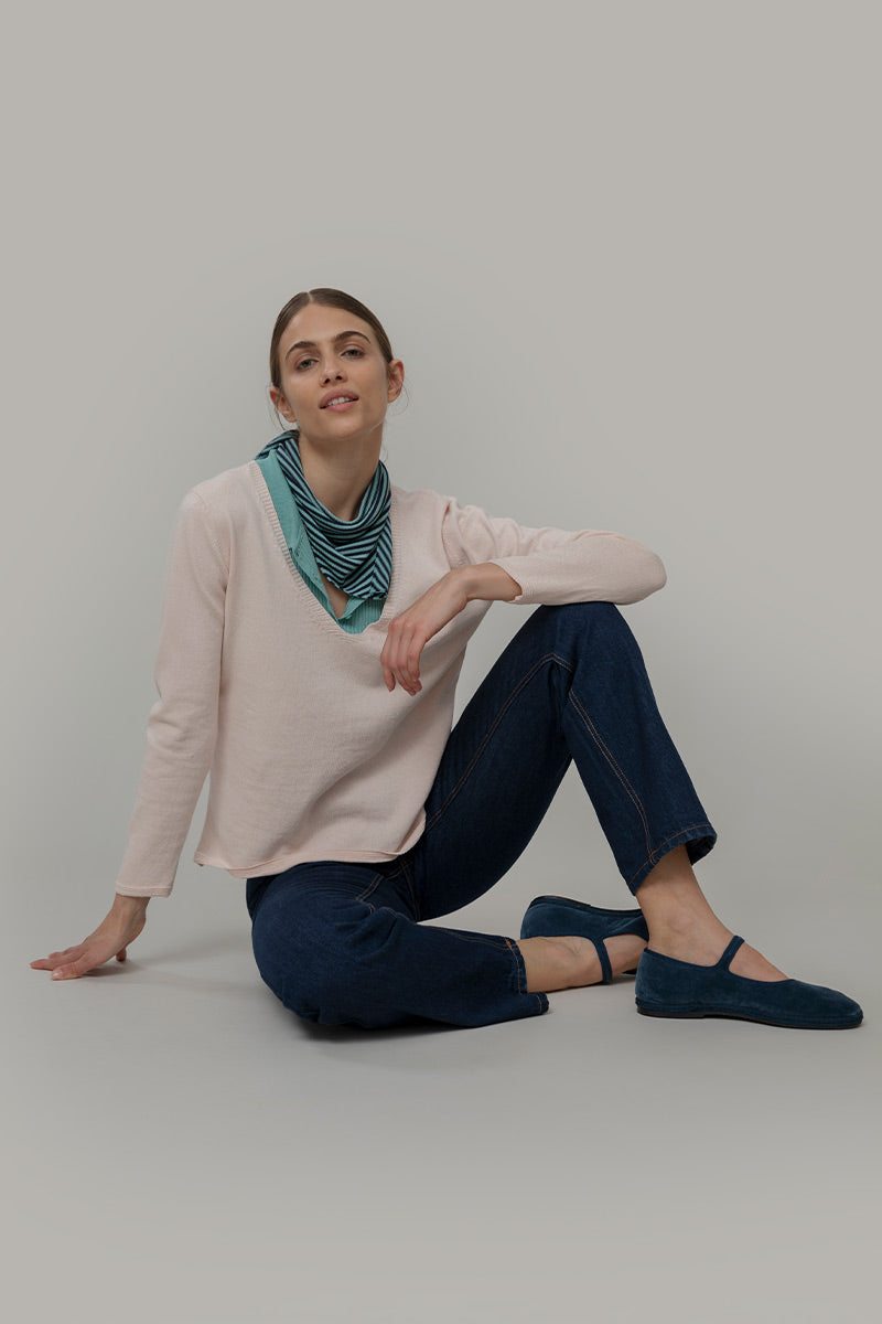 Maglia Scollo a V Donna Cotone Rigenerato Aura