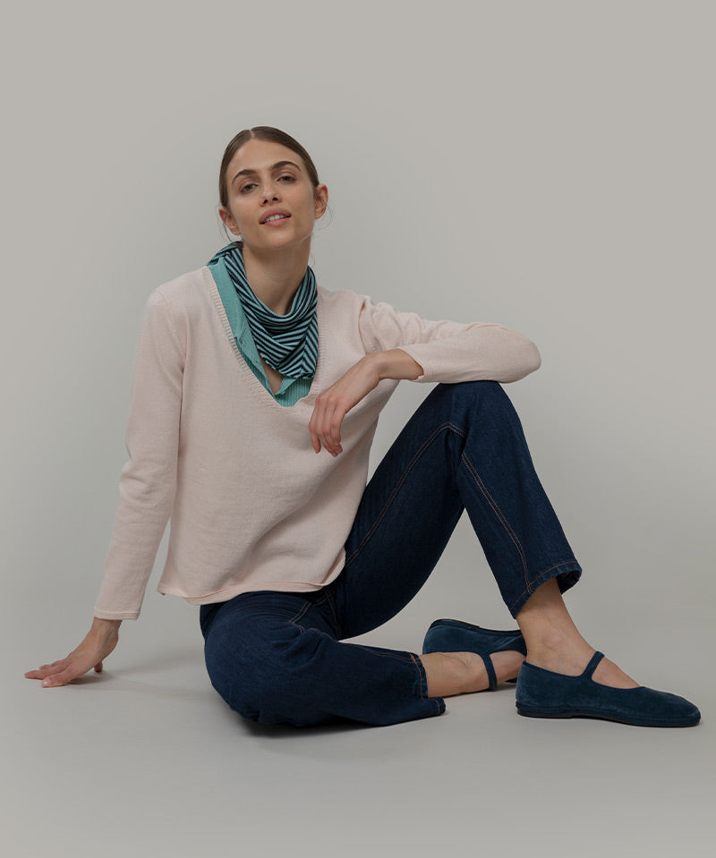 Maglia Scollo a V Donna Cotone Rigenerato Aura