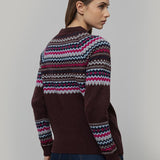 Maglione Lana Donna Stile Norvegese Fantasia Jacquard Marina - Rifò Lab Moda circolare made in Italy