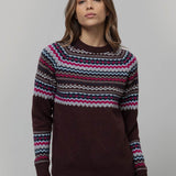 Maglione Lana Donna Stile Norvegese Fantasia Jacquard Marina - Rifò Lab Moda circolare made in Italy
