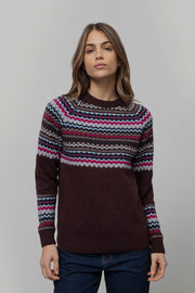 Maglione Lana Donna Stile Norvegese Fantasia Jacquard Marina - Rifò Lab Moda circolare made in Italy