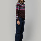 Maglione Lana Donna Stile Norvegese Fantasia Jacquard Marina - Rifò Lab Moda circolare made in Italy