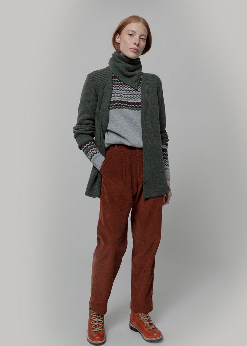 Maglione Lana Donna Stile Norvegese Fantasia Jacquard Marina - Rifò Lab Moda circolare made in Italy
