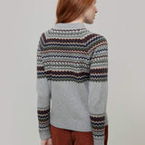 Maglione Lana Donna Stile Norvegese Fantasia Jacquard Marina - Rifò Lab Moda circolare made in Italy