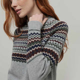 Maglione Lana Donna Stile Norvegese Fantasia Jacquard Marina - Rifò Lab Moda circolare made in Italy
