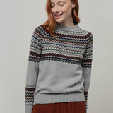 Maglione Lana Donna Stile Norvegese Fantasia Jacquard Marina - Rifò Lab Moda circolare made in Italy