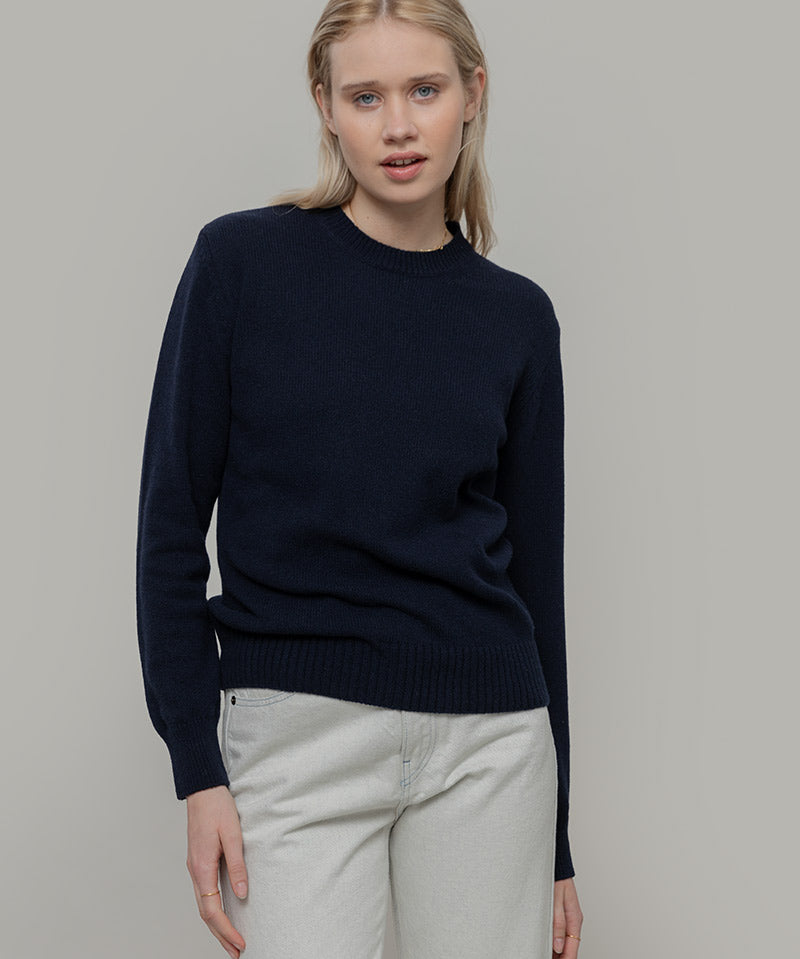 Maglia Donna Cashmere Rigenerato Edda Blu Mora