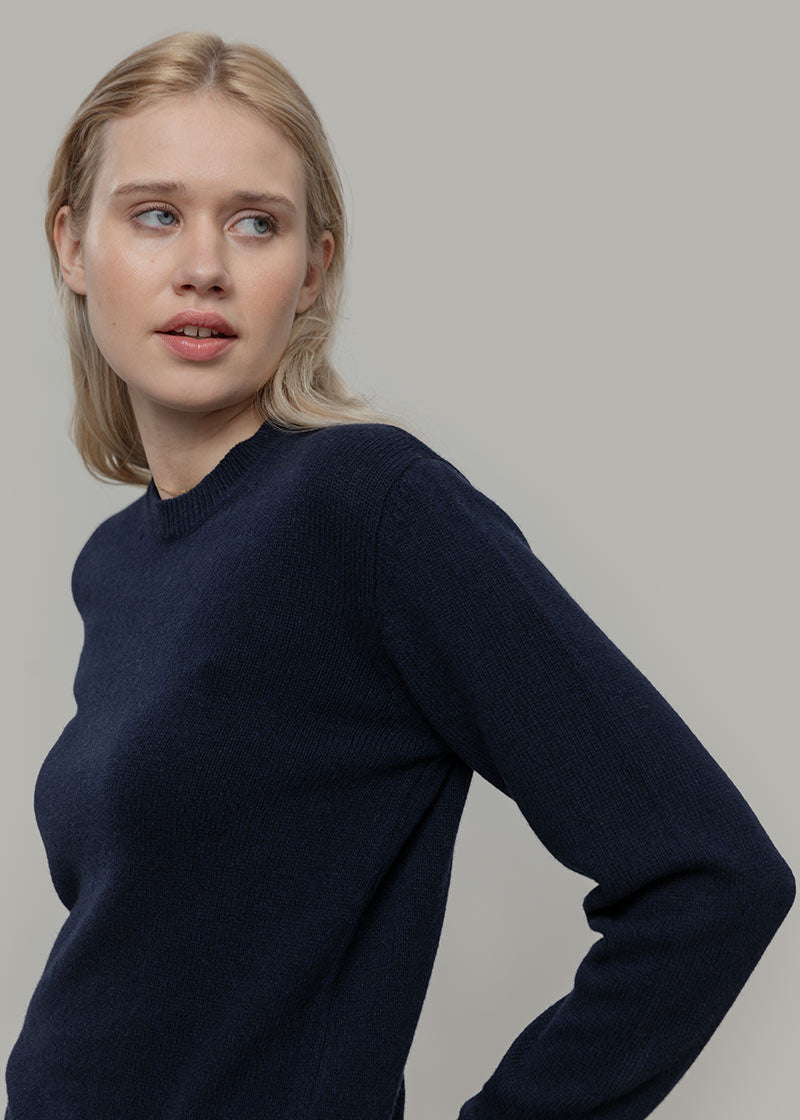Maglia Donna Cashmere Rigenerato Edda Blu Mora