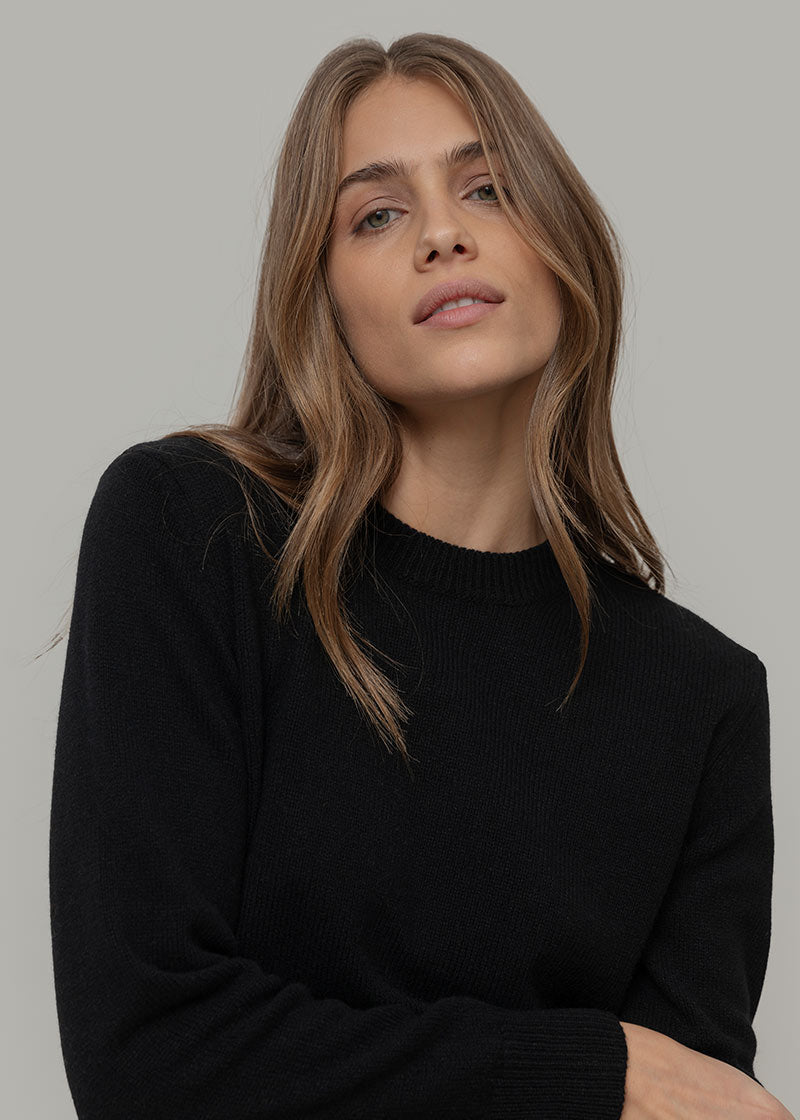 Maglia Donna Cashmere Rigenerato Edda Nero Ardesia