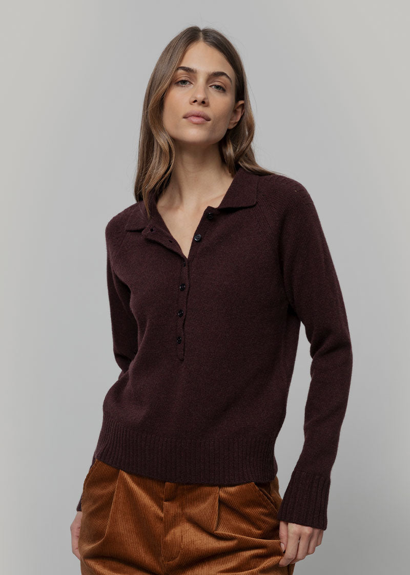 Maglione Polo Donna Lana con Bottoni Demetra - Rifò Lab Moda circolare made in Italy