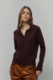 Maglione Polo Donna Lana con Bottoni Demetra - Rifò Lab Moda circolare made in Italy