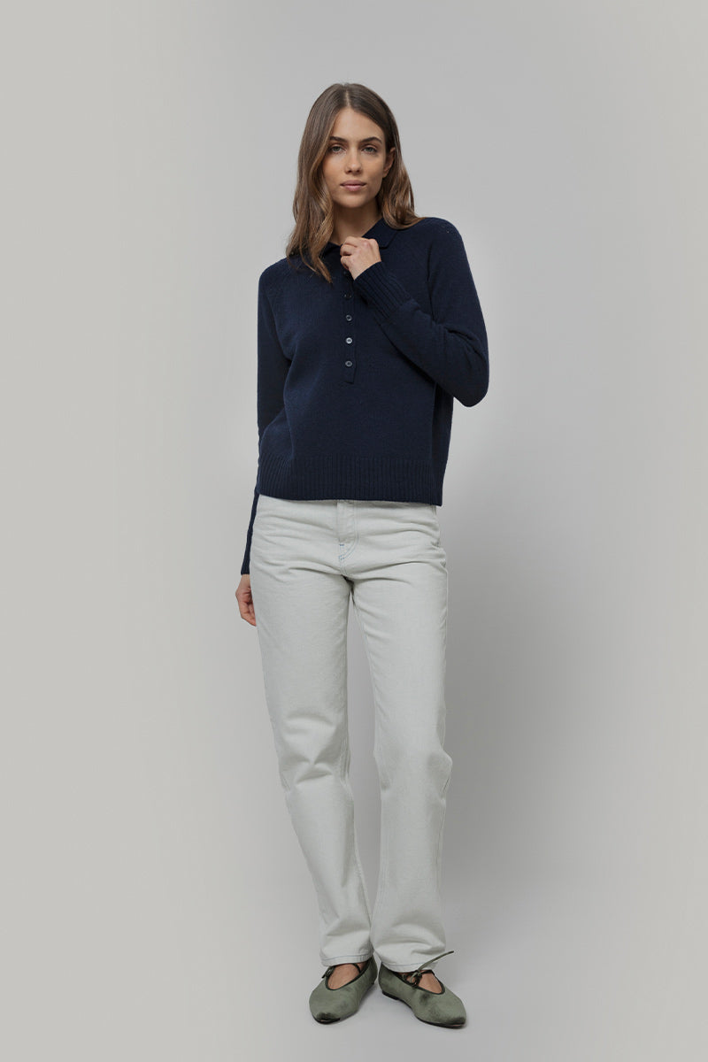 Maglione Polo Donna Lana con Bottoni Demetra - Rifò Lab Moda circolare made in Italy