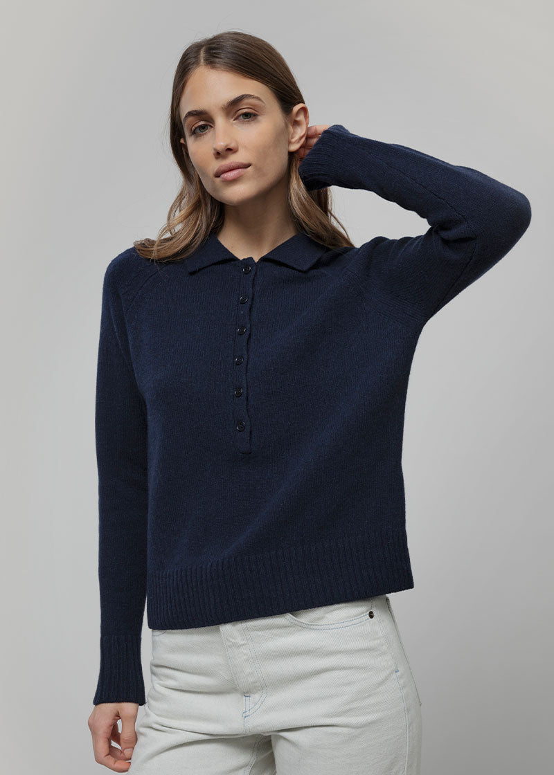 Maglione Polo Donna Lana con Bottoni Demetra - Rifò Lab Moda circolare made in Italy