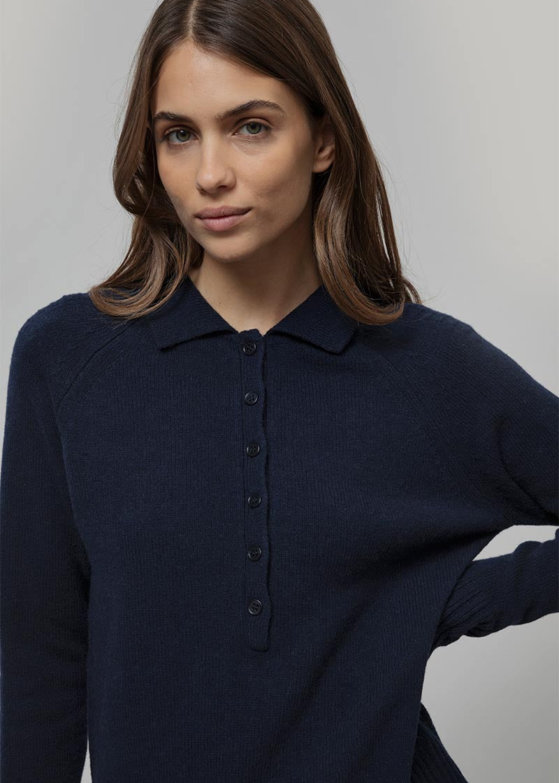 Maglione Polo Donna Lana con Bottoni Demetra - Rifò Lab Moda circolare made in Italy