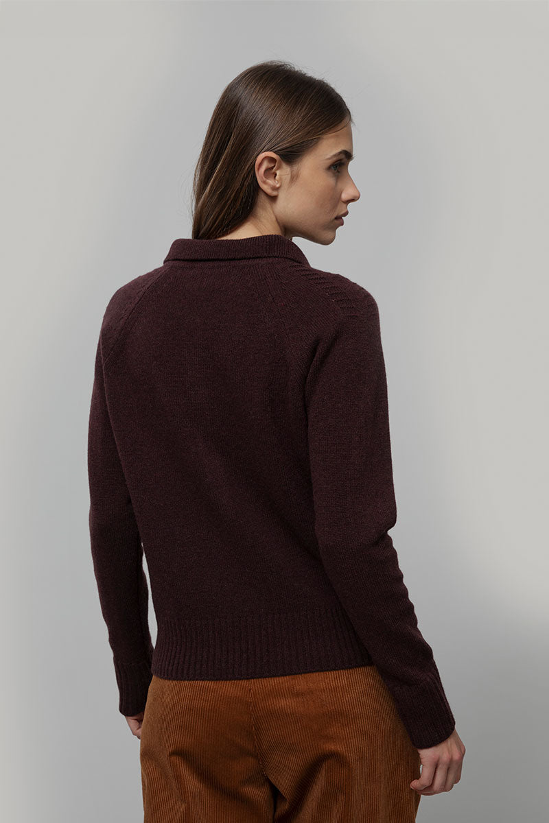 Maglione Polo Donna Lana con Bottoni Demetra - Rifò Lab Moda circolare made in Italy