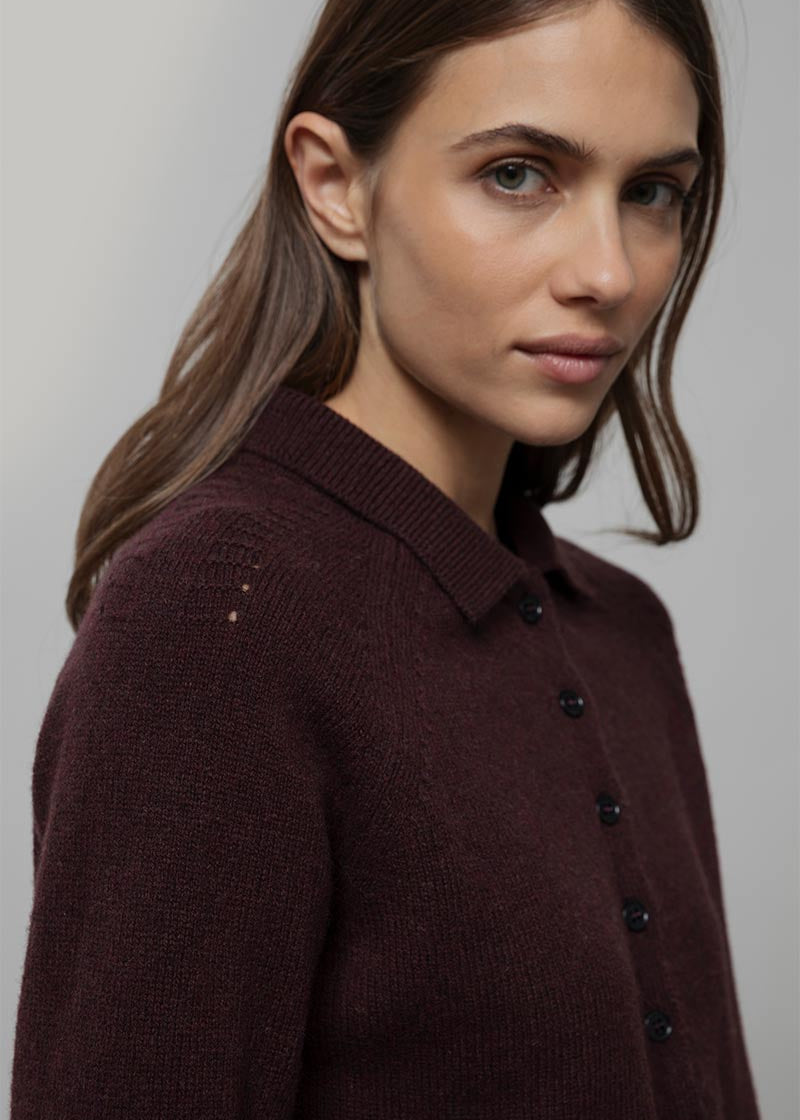 Maglione Polo Donna Lana con Bottoni Demetra - Rifò Lab Moda circolare made in Italy