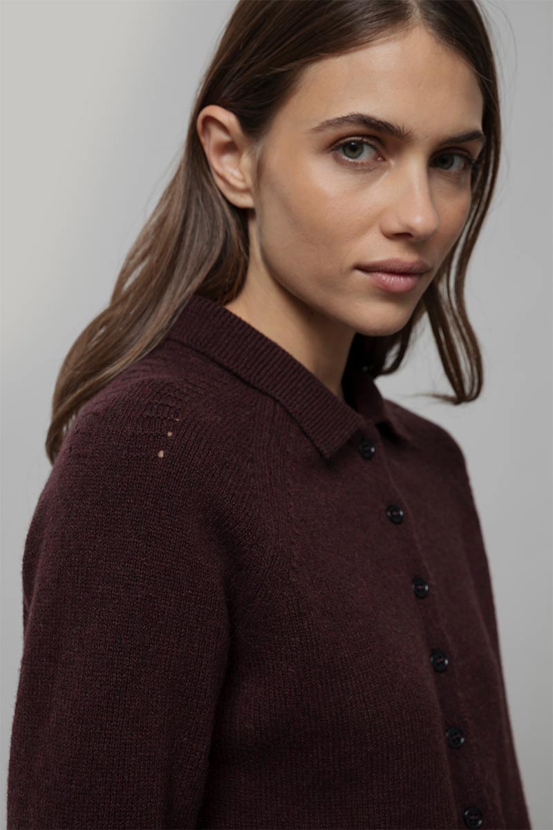 Maglione Polo Donna Lana con Bottoni Demetra - Rifò Lab Moda circolare made in Italy
