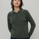 Maglione Polo Donna Lana con Bottoni Demetra - Rifò Lab Moda circolare made in Italy