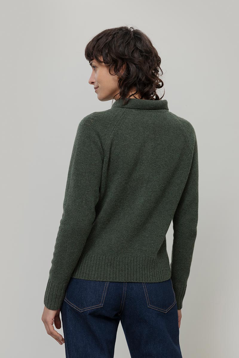 Maglione Polo Donna Lana con Bottoni Demetra - Rifò Lab Moda circolare made in Italy