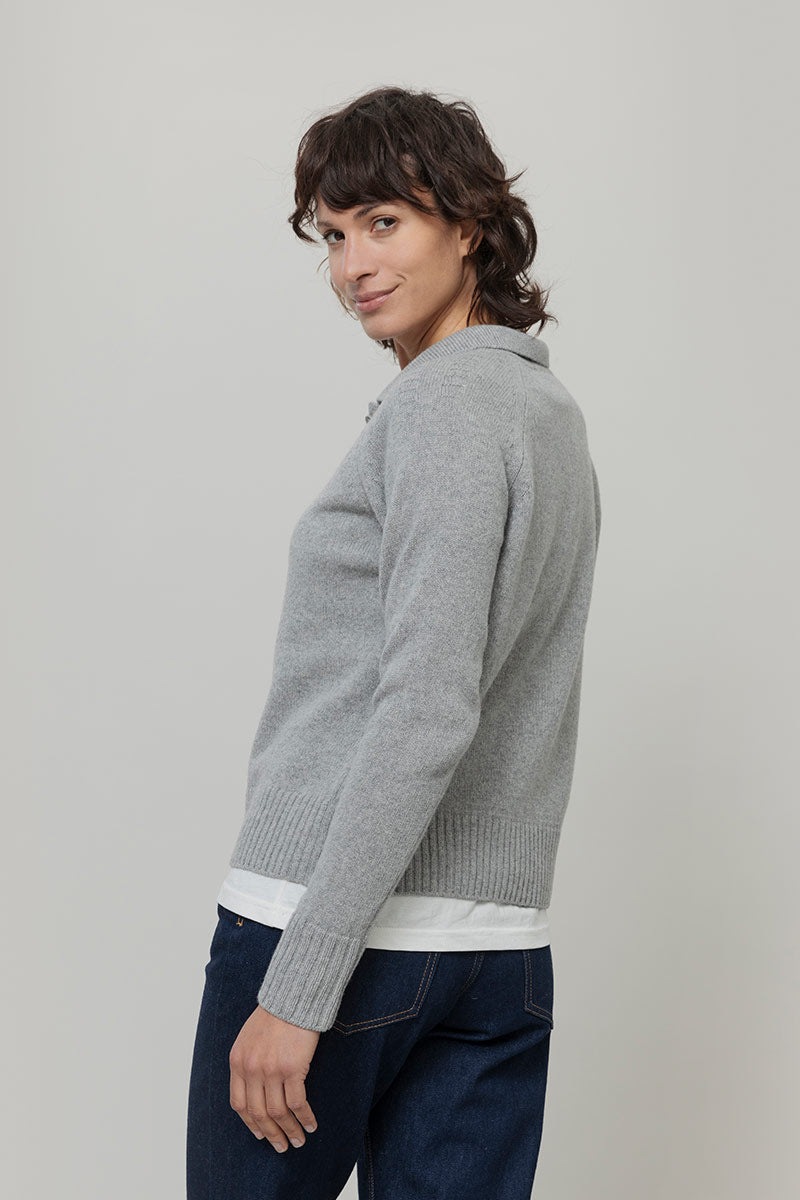 Maglione Polo Donna Lana con Bottoni Demetra - Rifò Lab Moda circolare made in Italy
