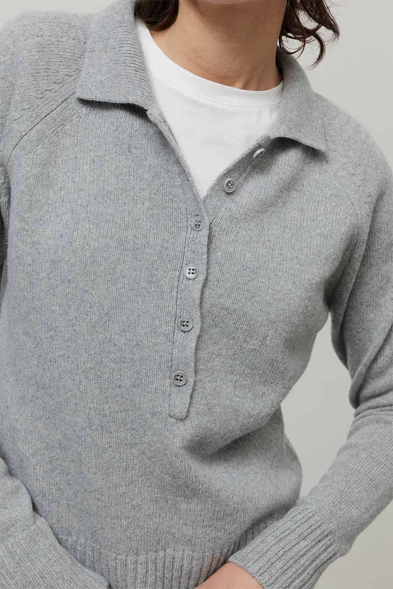 Maglione Polo Donna Lana con Bottoni Demetra - Rifò Lab Moda circolare made in Italy