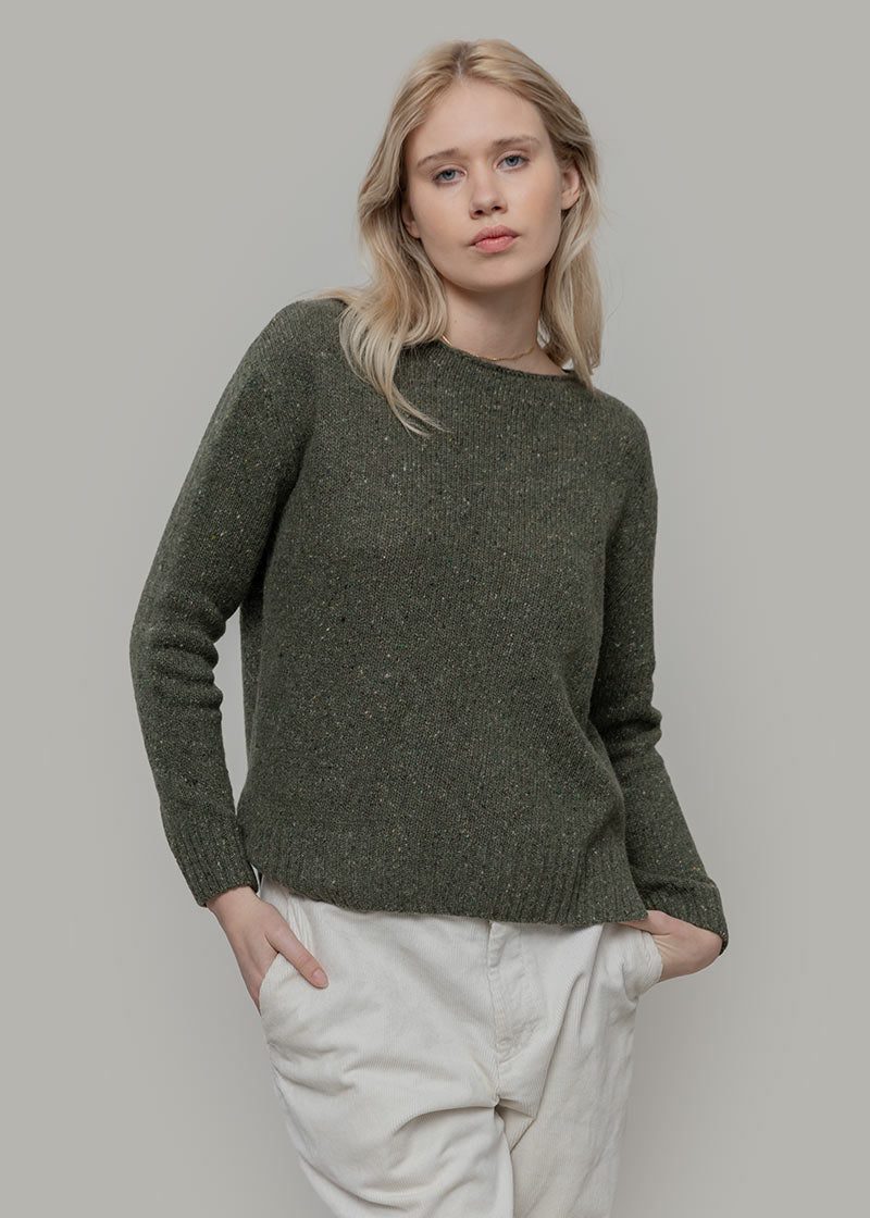Maglia Scollo a Barca Donna Cashmere Eloisa Verde Rifò