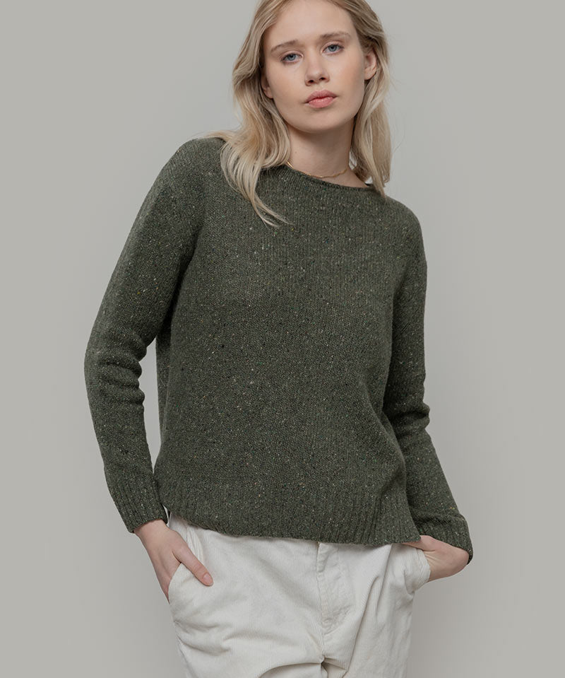 Maglia Donna Cashmere Rigenerato Eloisa Verde - Rifò Lab Moda circolare made in Italy