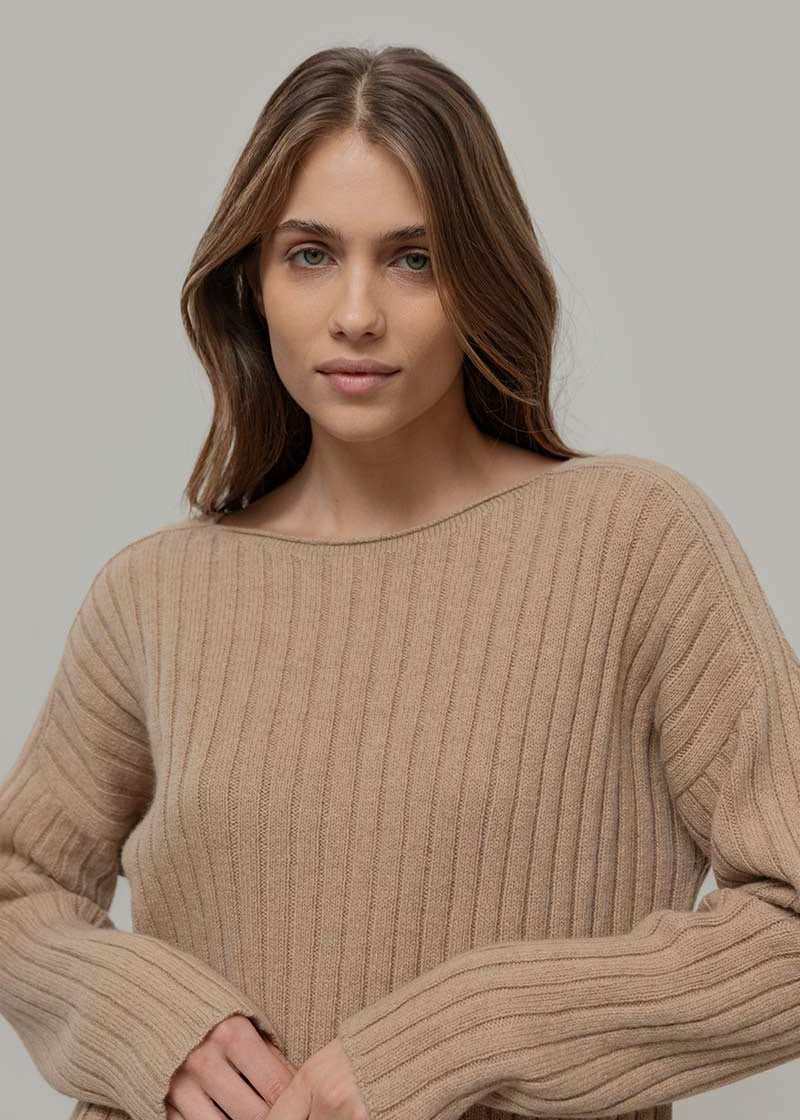 Maglia Scollo a Barca Donna Cashmere Rigenerato Luce - Rifò Lab Moda circolare made in Italy