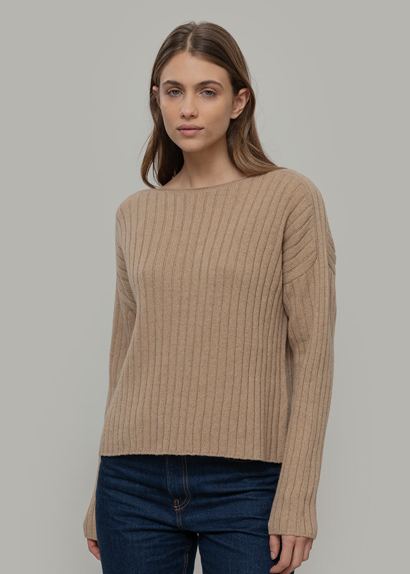 Maglia Scollo a Barca Donna Cashmere Rigenerato Luce - Rifò Lab Moda circolare made in Italy