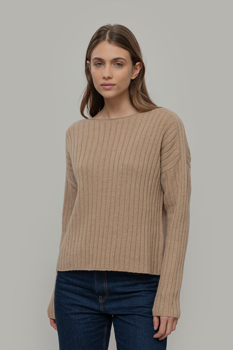 Maglia Scollo a Barca Donna Cashmere Rigenerato Luce - Rifò Lab Moda circolare made in Italy