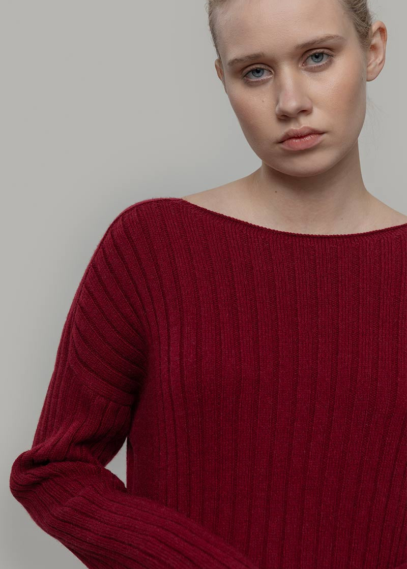 Maglia Scollo a Barca Donna Cashmere Rigenerato Luce - Rifò Lab Moda circolare made in Italy