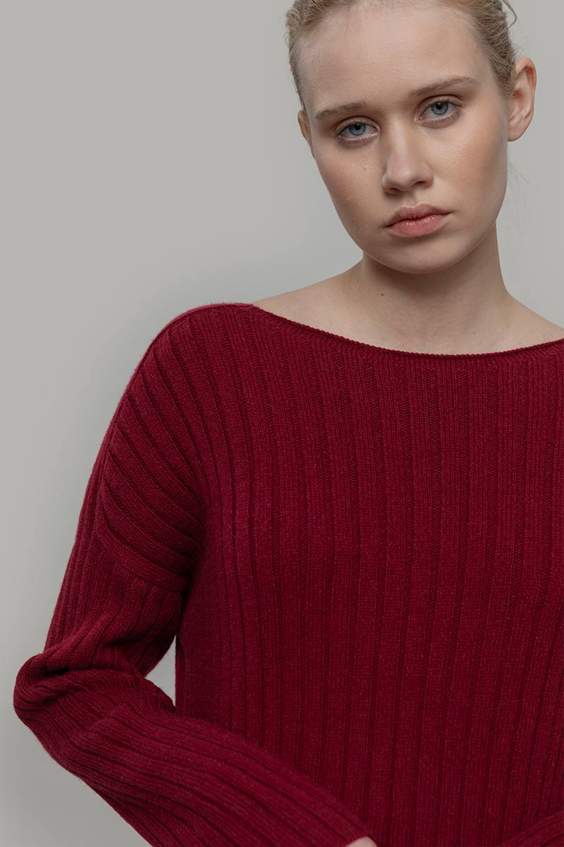 Maglia Scollo a Barca Donna Cashmere Rigenerato Luce - Rifò Lab Moda circolare made in Italy